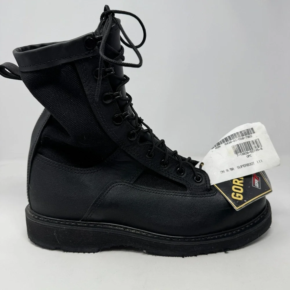 Vintage 2012 Bates Army Navy Black Leather Safety Boots E21508A Men's Size 9.5 R